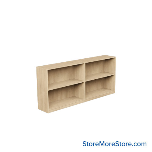 Laminate Bookshelf, 73" W x 24" D x 30" H, Double-Sided Shelving, Without Casters