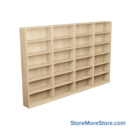 Laminate Bookshelf, 145" W x 24" D x 84" H, Double-Sided Shelving, Without Casters