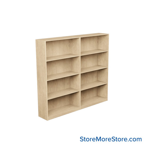 Laminate Bookshelf, 73" W x 24" D x 60" H, Double-Sided Shelving, Without Casters
