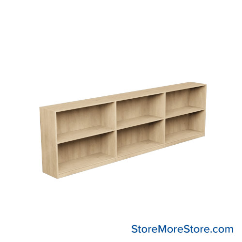 Laminate Bookshelf, 109" W x 10" D x 30" H, Single-Sided Shelving, Without Casters