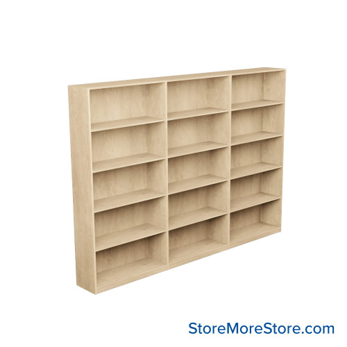 Laminate Bookshelf, 109" W x 10" D x 72" H, Single-Sided Shelving, Without Casters