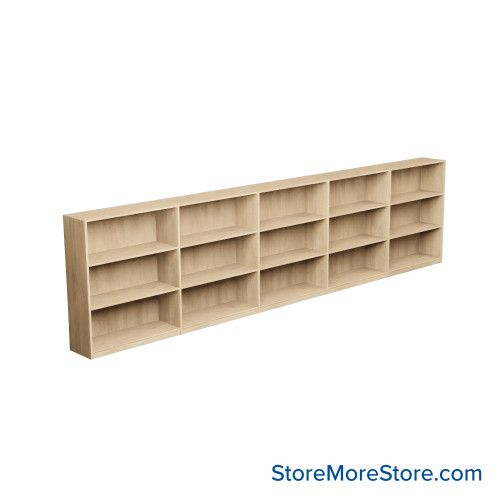 Laminate Bookshelf, 181" W x 10" D x 42" H, Single-Sided Shelving, Without Casters