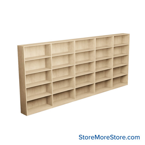 Laminate Bookshelf, 181" W x 10" D x 72" H, Single-Sided Shelving, Without Casters
