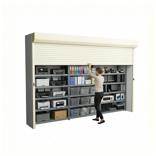 Shelving Security Doors and Shutters, 144" W x 124" H, 132 - 143.99" Width Range, Front Mount