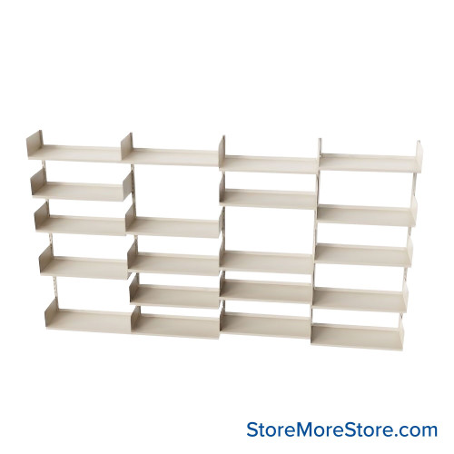 Wall Mounted Shelves, 120" W x 12" D x 78" H, 20 Adjustable Shelves