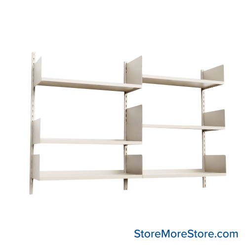 Wall Mounted Shelves, 72" W x 12" D x 42" H, 6 Adjustable Shelves