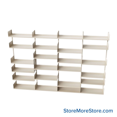Wall Mounted Shelves, 120" W x 12" D x 84" H, 24 Adjustable Shelves