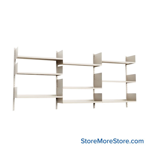 Wall Mounted Shelves, 108" W x 12" D x 48" H, 9 Adjustable Shelves