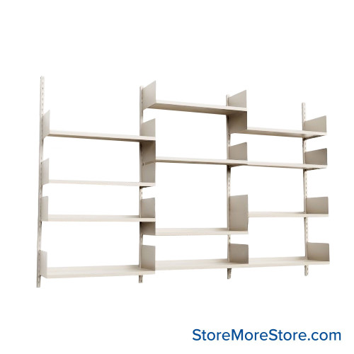 Wall Mounted Shelves, 108" W x 12" D x 54" H, 12 Adjustable Shelfs