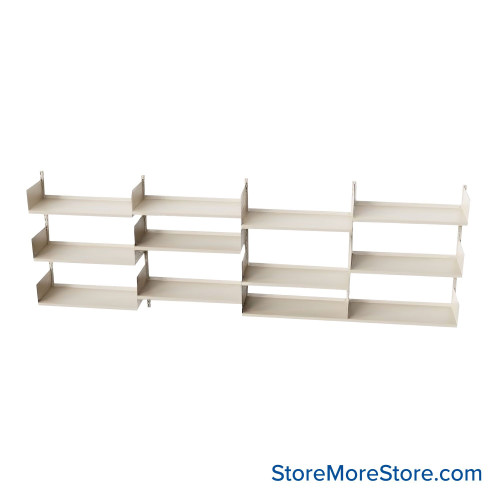 Wall Mounted Shelves, 144" W x 12" D x 48" H, 12 Adjustable Shelfs