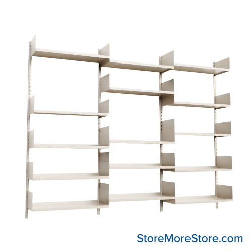 Wall Mounted Shelves, 90" W x 10" D x 72" H, 15 Adjustable Shelves