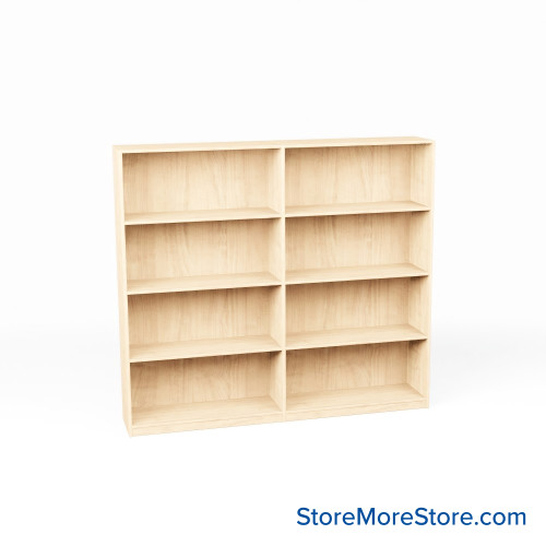 Melamine Bookshelf, 73" W x 20" D x 60" H, Double-Sided Shelving, Without Casters