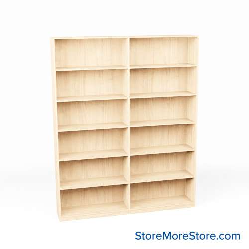 Melamine Bookshelf, 73" W x 20" D x 84" H, Double-Sided Shelving, Without Casters
