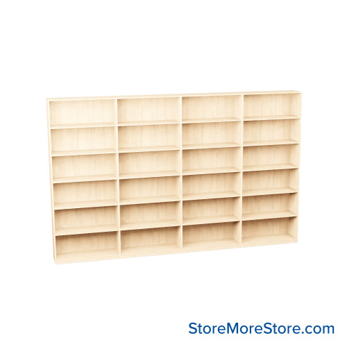 Melamine Bookshelf, 145" W x 24" D x 84" H, Double-Sided Shelving, Without Casters