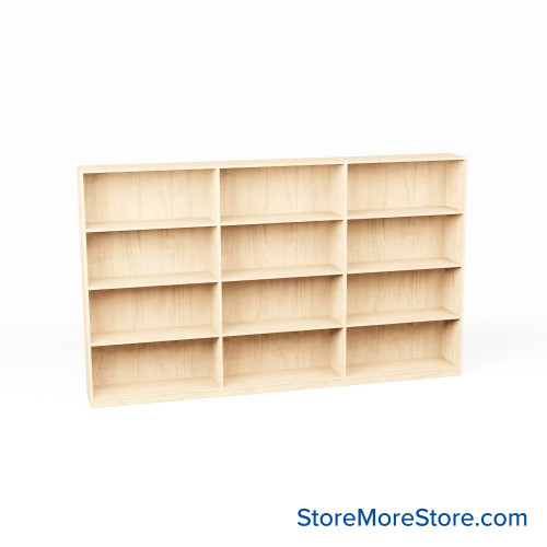 Melamine Bookshelf, 109" W x 24" D x 60" H, Double-Sided Shelving, Without Casters