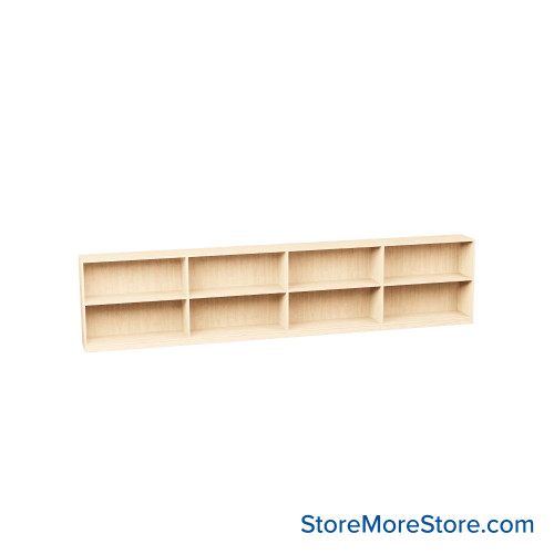 Melamine Bookshelf, 145" W x 20" D x 30" H, Double-Sided Shelving, Without Casters