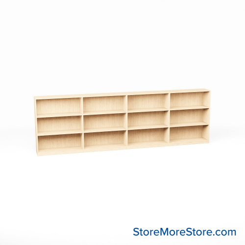Melamine Bookshelf, 145" W x 20" D x 42" H, Double-Sided Shelving, Without Casters