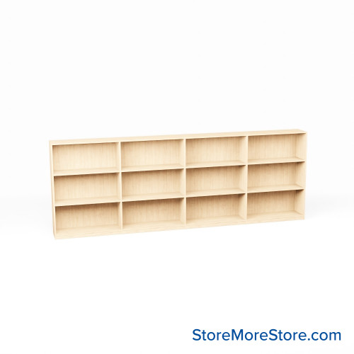Melamine Bookshelf, 145" W x 20" D x 48" H, Double-Sided Shelving, Without Casters