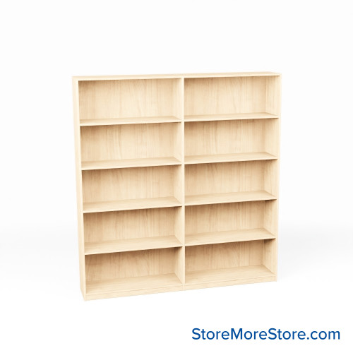 Melamine Bookshelf, 73" W x 24" D x 72" H, Double-Sided Shelving, Without Casters