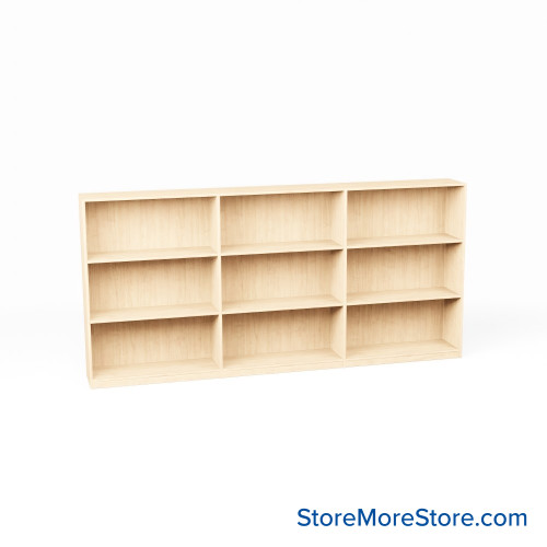 Melamine Bookshelf, 109" W x 12" D x 48" H, Single-Sided Shelving, Without Casters
