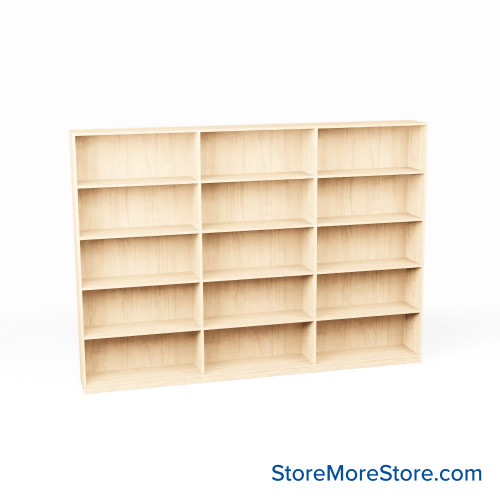 Melamine Bookshelf, 109" W x 12" D x 72" H, Single-Sided Shelving, Without Casters