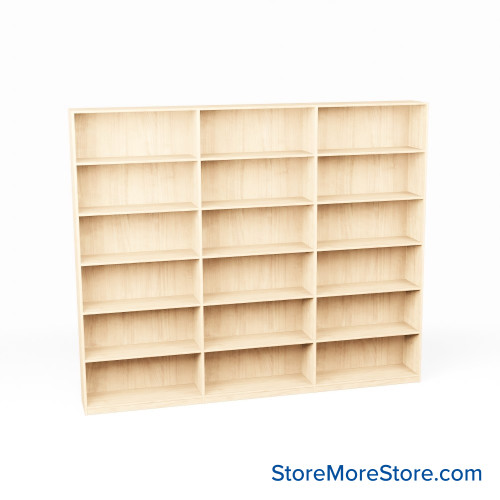 Melamine Bookshelf, 109" W x 12" D x 84" H, Single-Sided Shelving, Without Casters