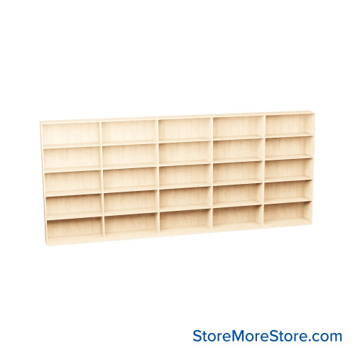 Melamine Bookshelf, 181" W x 10" D x 72" H, Single-Sided Shelving, Without Casters