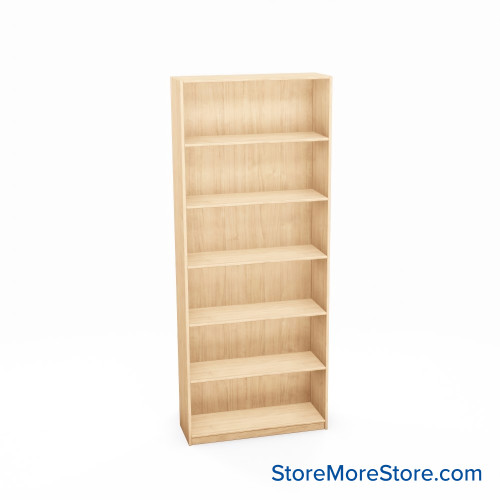 Melamine Bookshelf, 37" W x 12" D x 84" H, Single-Sided Shelving, Without Casters
