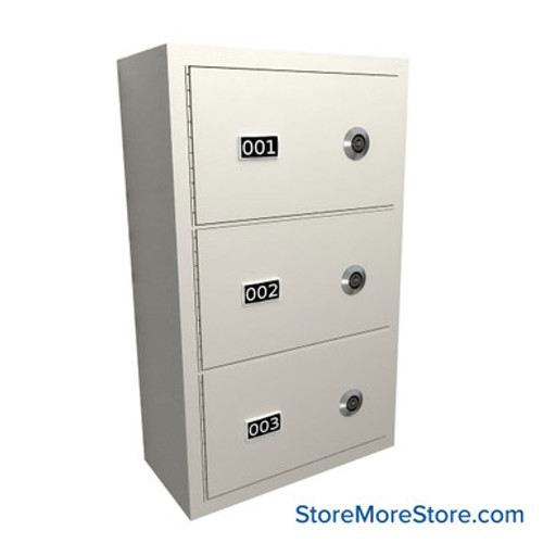 Wall Mounted Gun Locker, 13" W x 8.5" D x 20.25" H, 3 Compartments, Vertical, Tube Lock Wall Mounted Gun Locker, 13" W x 8.5" D x 20.25" H, 3 Compartments, Vertical, Tube Lock