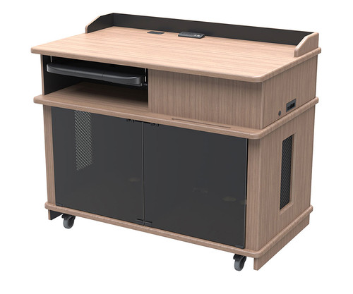 ADA-Compliant Height-Adjustable Instructor Podium with Rack Bays