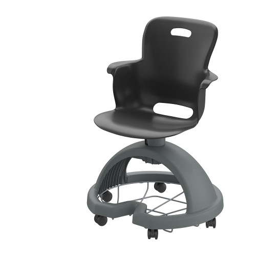 18 Inch Storage Base Student Chair with Hard Wheel Casters Black