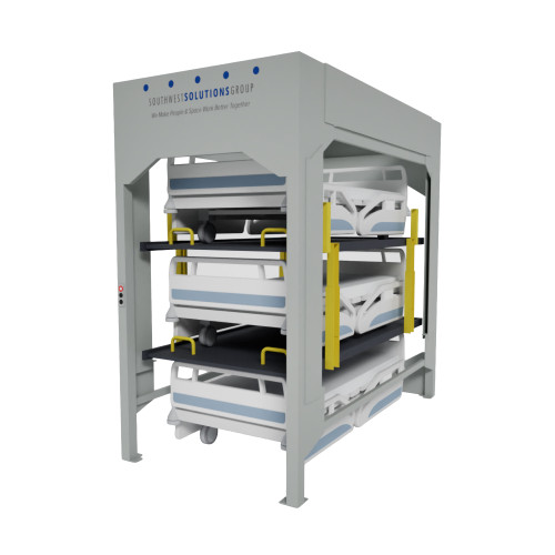 Three High Front Load Hospital Bed Storage Lift
