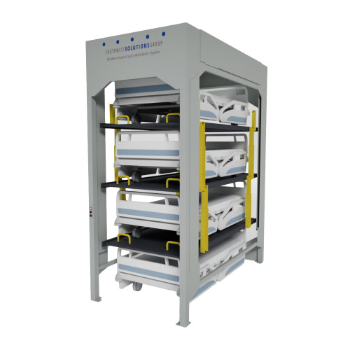 Four High Front Load Hospital Bed Storage Lift