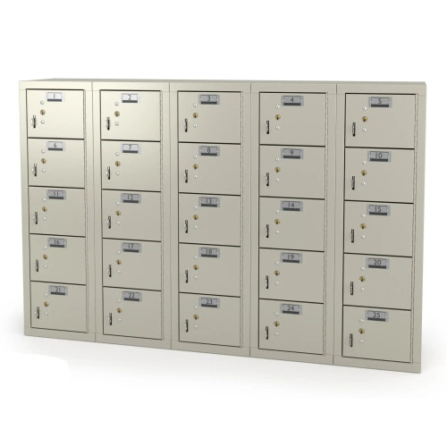 25 Door Cell Phone Locker with Label Holders and Locks - Beige (36 in W x 31 in D x 9 in H)