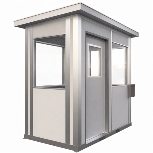 5x8 Modular Security Booth Prefabricated Guard Booth for Sliding Door Checkpoint Control for Traffic Lanes (67.5 in W x 