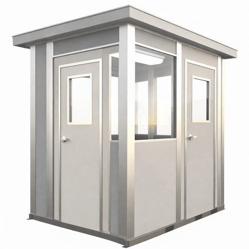 6x12 Modular Security Booth Prefabricated Guard Booth for Command Post Booth for Facility Access and Monitoring (70 in W