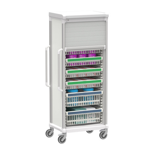 Apollo Wide Tambour Door Basket Supply Cart 72.4 Inch (29.5 in W x 72.4 in D x 20.7 in H)