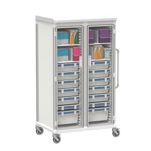 Apollo Double Narrow Glass Door General Supply Cart 72.4 Inch (41.7 in W x 72.4 in D x 28.6 in H)