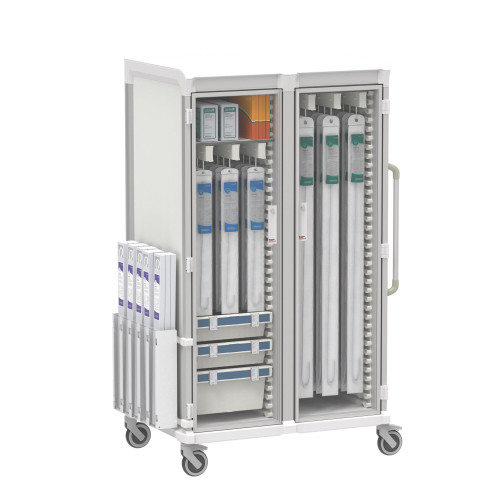 Apollo Double Narrow Glass Door Multi Length Catheter Cart 72.4 Inch (41.7 in W x 72.4 in D x 28.6 in H)