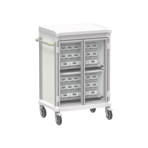Apollo Wide Glass Door Medication Storage Cart 43 Inch (29.5 in W x 43 in D x 20.7 in H)