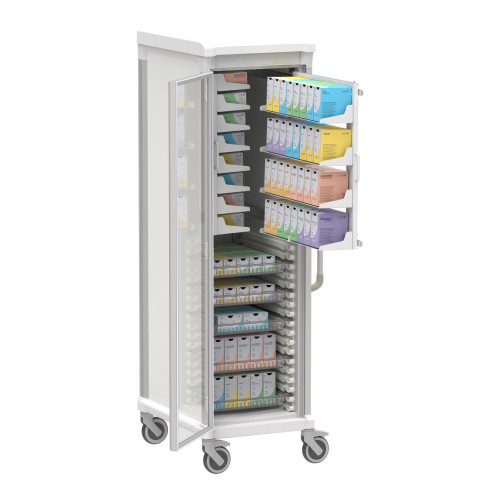 Apollo Narrow Glass Door Dual Access Suture Cart 72.4 Inch (21.6 in W x 72.4 in D x 28.6 in H)