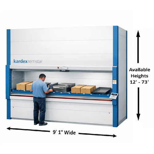 Kardex Remstar Shuttle XLD 700 Vertical Lift Module (VLM) 9' 1'' W x 10' 3'' D x 22' 2'' H Medium Duty Automated Storage and RetrievalSystem (ASRS)
