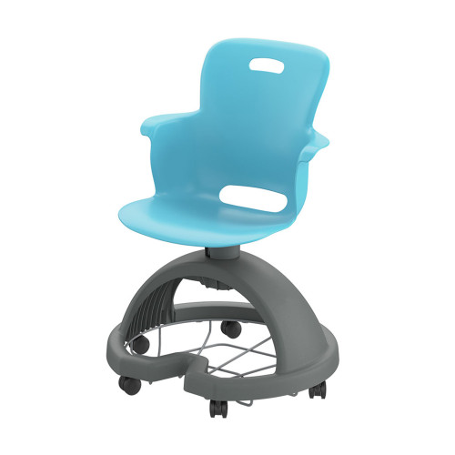 Ethos 18 Inch Storage Base Chair with Swivel Soft Plastic Seating Shell and Backpack Storage - Sky (25 in W x 20 in D x 