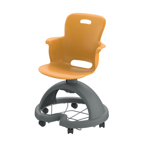 Ethos 18 Inch Storage Base Chair with Swivel Soft Plastic Seating Shell and Backpack Storage - Orange (25 in W x 20 in D