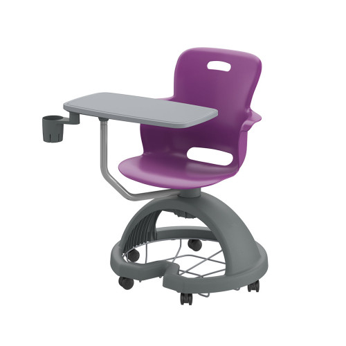 Ethos 18 Inch Storage Base Chair with Swivel Seating Shell, Articulating Work Surface, and Cup Holder - Purple (25 in W 