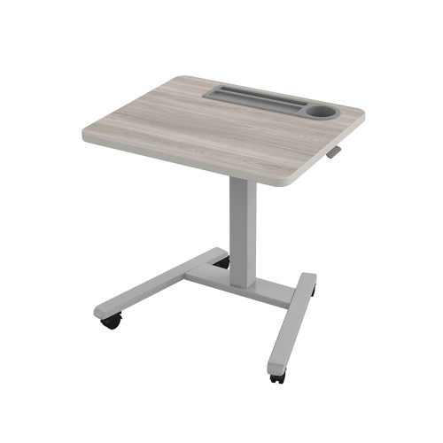 Fuzion 22 x 26 Sit to Stand Table with Height Adjustable Base, Grommet, Locking Casters - Grey Nebula/Fog (26 in W x 5 i