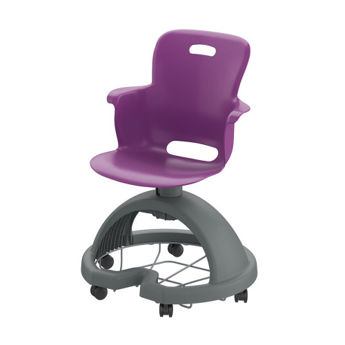 Ethos 18 Inch Storage Base Chair with Swivel Soft Plastic Seating Shell and Backpack Storage - Purple (25 in W x 20 in D