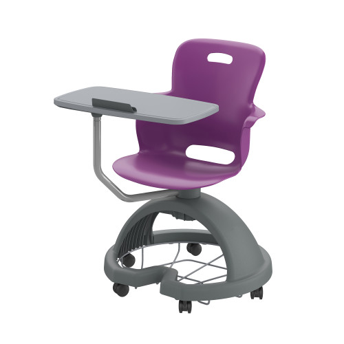 Ethos 18 Inch Storage Base Chair with Swivel Seating Shell, Pencil Rim Work Surface, and Soft Wheel Casters - Purple (25