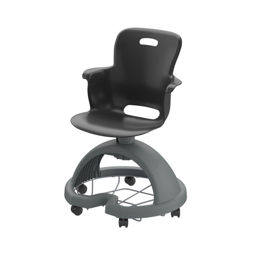 Ethos Five Star Base Chair with Swivel Soft Plastic Seating Shell and Hard Wheel Casters - Black (25 in W x 20 in D x 25
