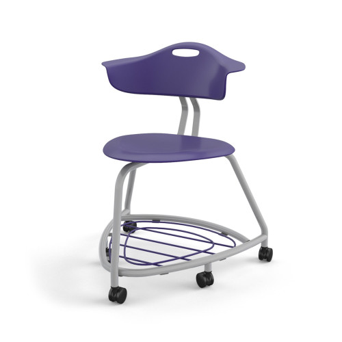 360 Chair with Back, Bookbag Rack, and Soft Wheel Casters - Navy (26 in W x 31.25 in D x 26 in H)